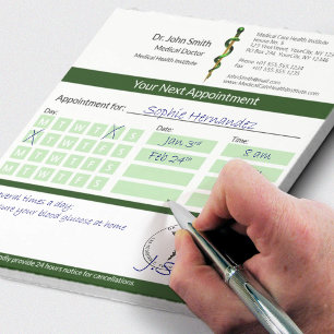 Green Gold Rod of Asclepius Medical Appointment Notepad