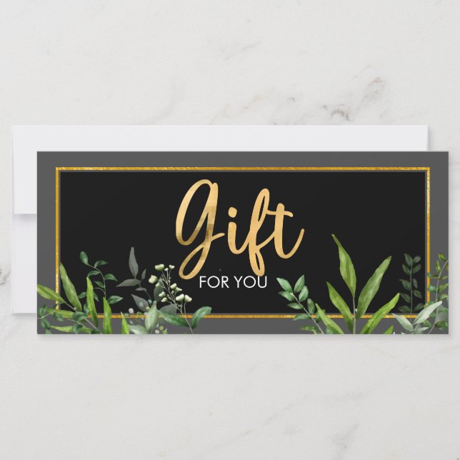 Green Gold Salon Store Business Gift Certificate (Front)