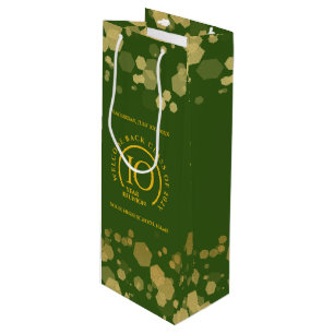 Green & Gold School College Class Reunion Wine Gift Bag