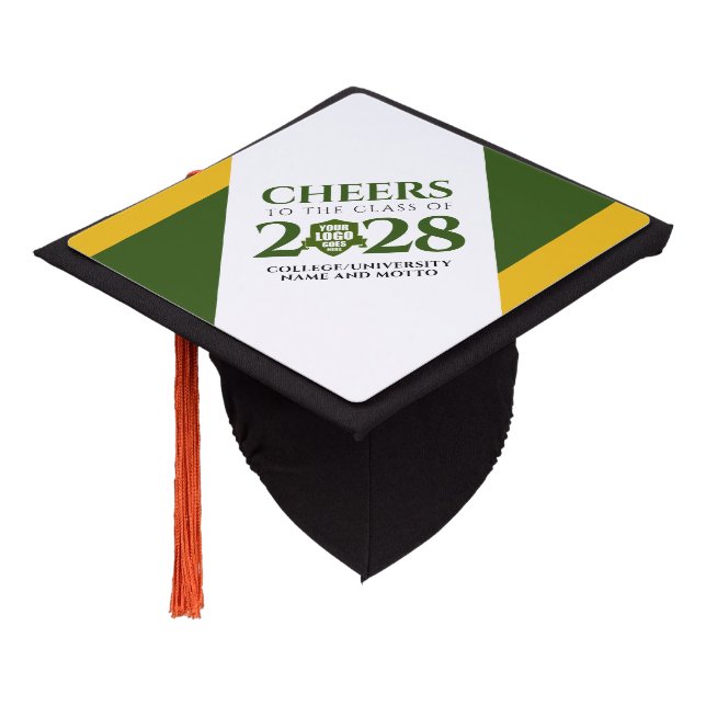 Green Gold School College University Graduation Graduation Cap Topper (Angled)