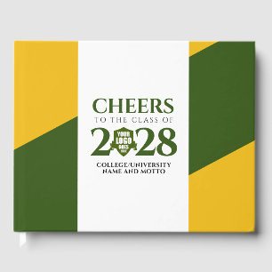Green Gold School College University Graduation Guest Book