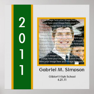 Green & Gold School Graduation Framed Wall Art