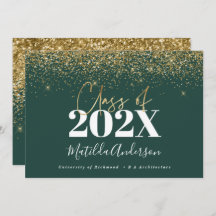 green gold script modern elegant graduation