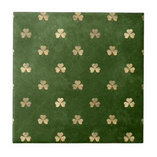 Green & Gold Shamrock Motif irlandais Carreaux de 
