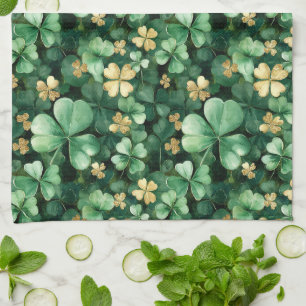 Green Gold Shamrock St. Patrick's Day Kitchen Towel
