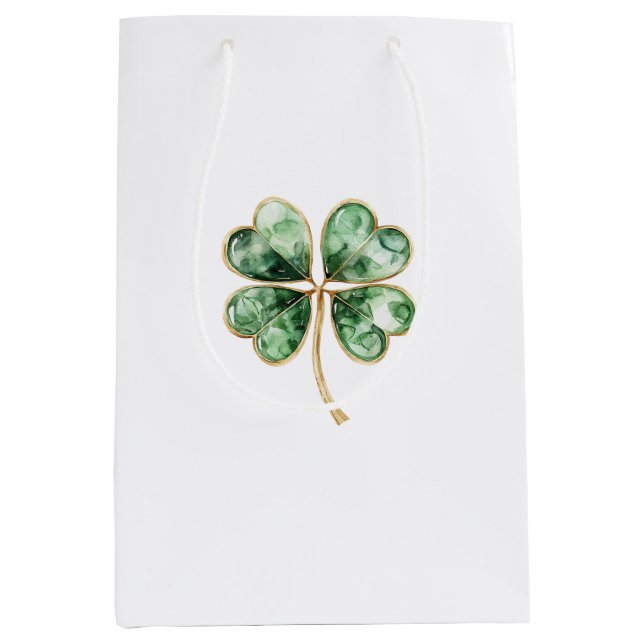 Green Gold Shamrock St. Patrick's Day Medium Gift Bag (Front)