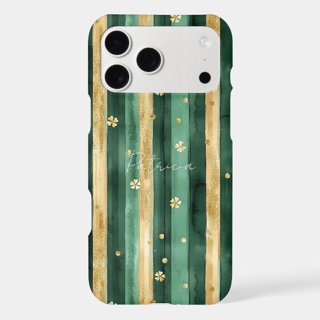Green Gold Shamrock St. Patrick's Day Stripes (Back)