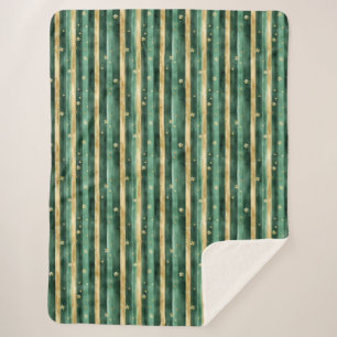 Green Gold Shamrock St. Patrick's Day Stripes Sherpa Blanket