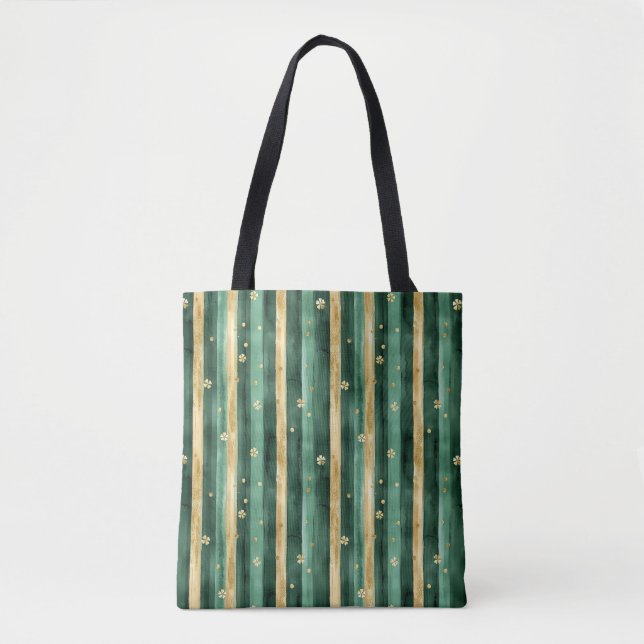 Green Gold Shamrock St. Patrick's Day Tote Bag (Front)