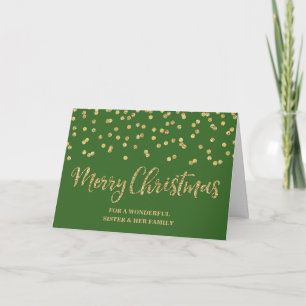 Green Gold Sister & Family Merry Christmas Card