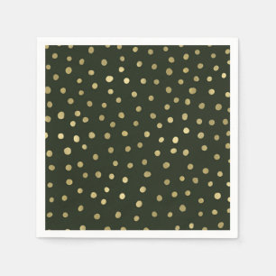 Green & Gold Snow Holiday Party Festive Napkin