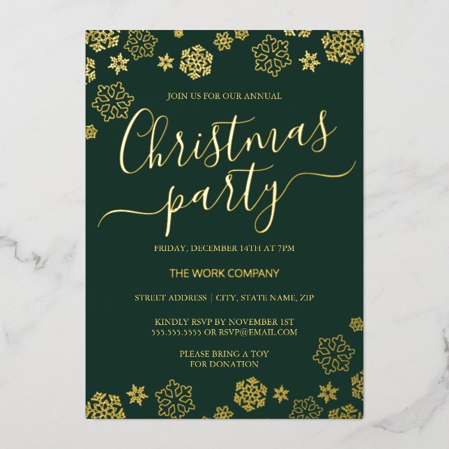 Green Gold Snowflake Corporate Christmas Party  (Front)