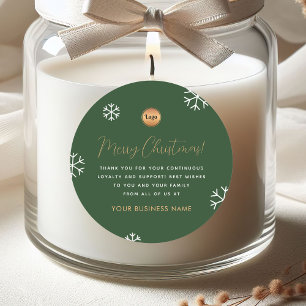 Green Gold Snowflake Custom Company Logo Christmas Classic Round Sticker