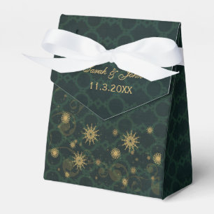 green gold Snowflakes Winter wedding favour box