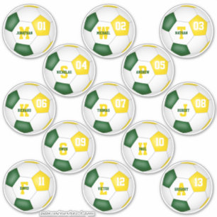 green gold soccer 13 individually personalized