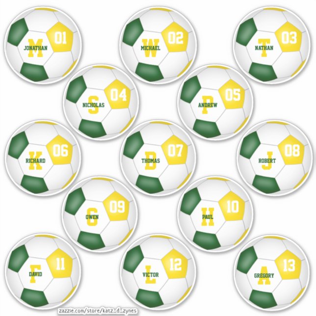 green gold soccer 13 individually personalized (Front)