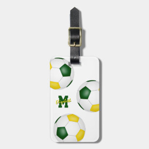green gold soccer bag ID school club team colours Luggage Tag