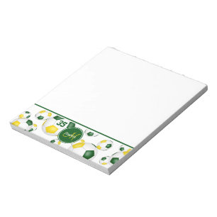 green gold soccer balls accent athlete gifts notepad