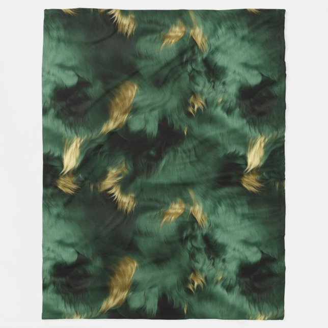 Green Gold Southwest Cowhide Fleece Blanket (Front)