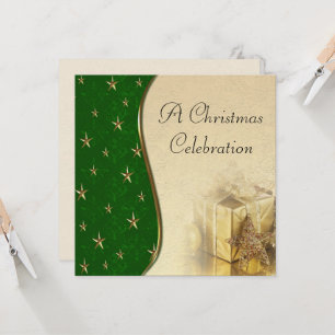 Green Gold Star Fête Invitation