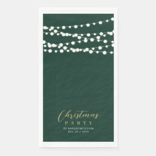 Green Gold String Lights Elegant Christmas Holiday Napkin