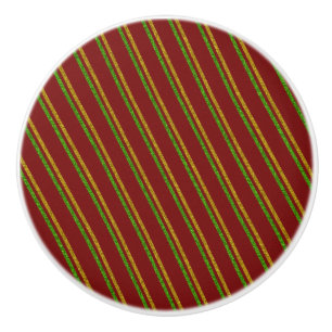 Green & Gold Stripes Glitter Ceramic Knob