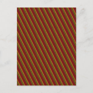 Green & Gold Stripes Glitter Postcard