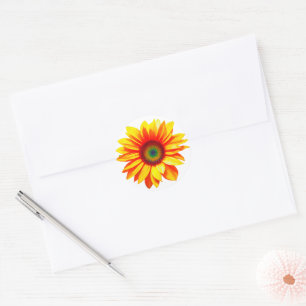 green gold sunny sunflower flowers rustic sun classic round sticker