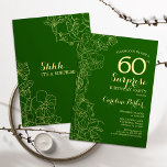 Green Gold Surprise 60th Birthday Party Invitation<br><div class="desc">Floral Green Gold Surprise 60th Birthday Party Invitation. Minimalist modern design featuring botanical accents and typography script font. Simple floral invite card perfect for a stylish female surprise bday celebration. Can be customized to any age.</div>