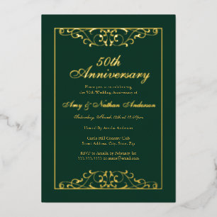 Green Gold Swirl 50th Wedding Anniversary