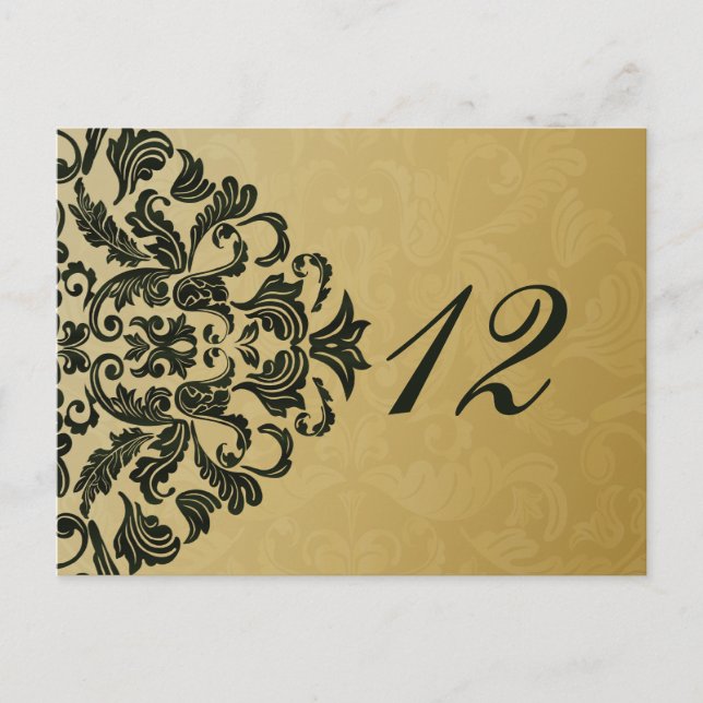 green gold table numbers postcards (Front)