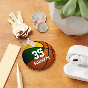 green gold team colours basketball party favours keychain