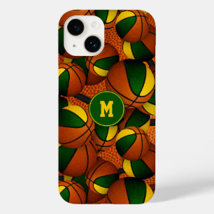 Green gold team colours basketball sports pattern Case-Mate iPhone 14 case
