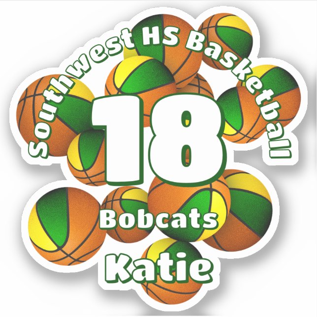 green gold team colours basketballs kids team name (Front)