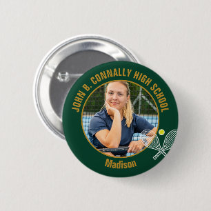 Green Gold Tennis Player Photo High School 2 Inch Round Button