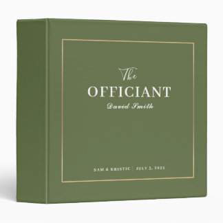 Green Gold The Officiant Personalized Wedding Binder