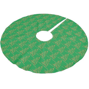 Green & Gold Trees Merry Christmas Brushed Polyester Tree Skirt