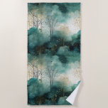 Green Gold Trees with Birds Christmas Beach Towel<br><div class="desc">Green Gold Trees with Birds Christmas</div>