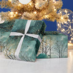 Green Gold Trees with Birds Christmas Wrapping Paper<br><div class="desc">Green Gold Trees with Birds Christmas</div>