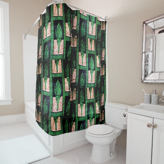 Green & Gold Tribal Bath Accent (In Situ)