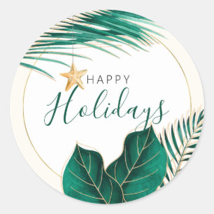 Green & Gold Tropical Holiday Envelope Seals