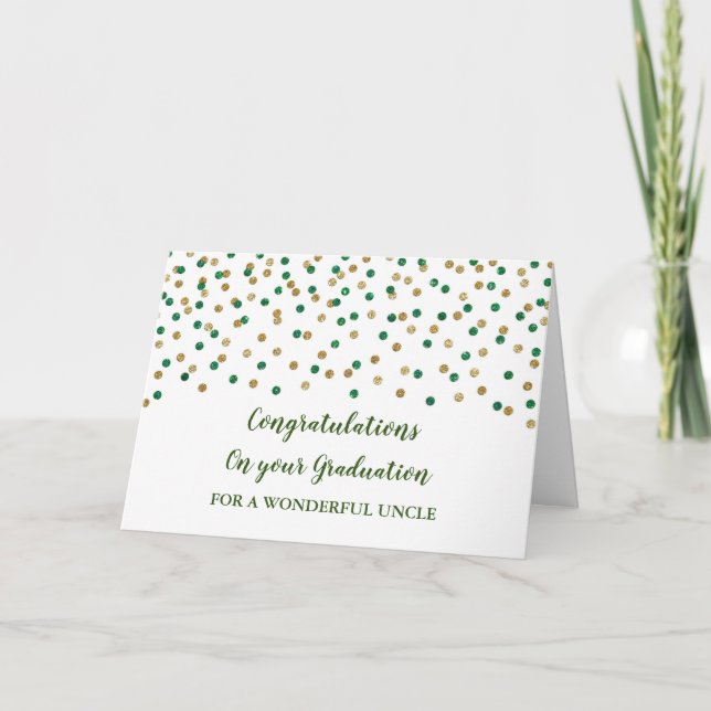 Green Gold Uncle Congratulations Graduation Card (Front)