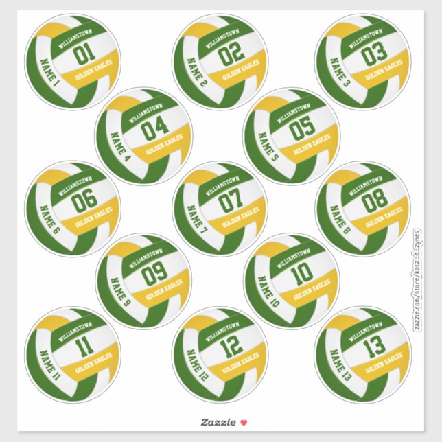 green gold volleyball team colours players names (Sheet)