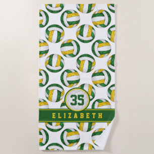 green gold volleyball team colours sporty girls beach towel