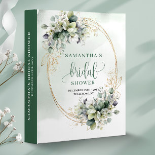 Green Gold Watercolor Bridal Shower Memory Album Binder
