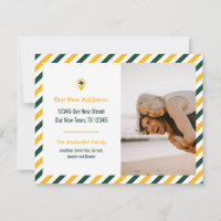 Green & Gold We Have Moved Striped Moving Photo