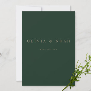 Green & Gold We're Engaged Announcement Card