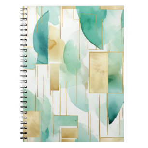 Green Gold White Abstract Notebook