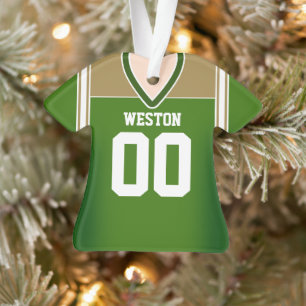 Green/Gold/White Football Jersey Ornament