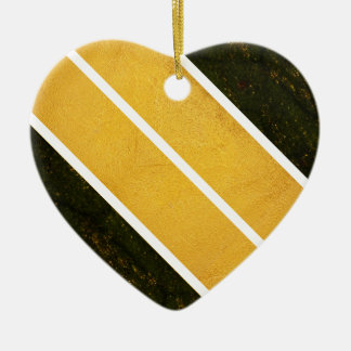 Green Gold White Lines Ceramic Ornament
